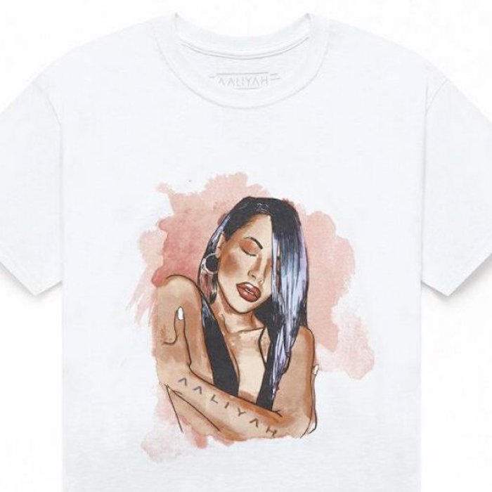 Aaliyah S/S "Watercolor sketch" Official Rap Tee アリーヤ オフィシャル ライセンス 半袖 Tシャツ