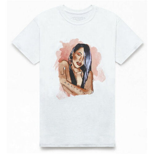 Aaliyah S/S "Watercolor sketch" Official Rap Tee アリーヤ オフィシャル ライセンス 半袖 Tシャツ