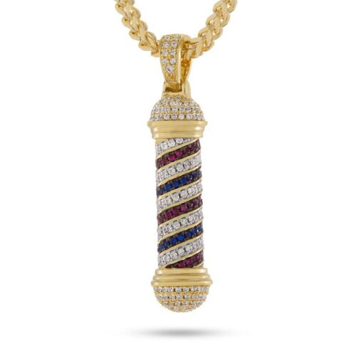 14K Gold Plated Barber Shop Pole Sighn Necklace ネックレス バーバー ポール サイン ゴールド