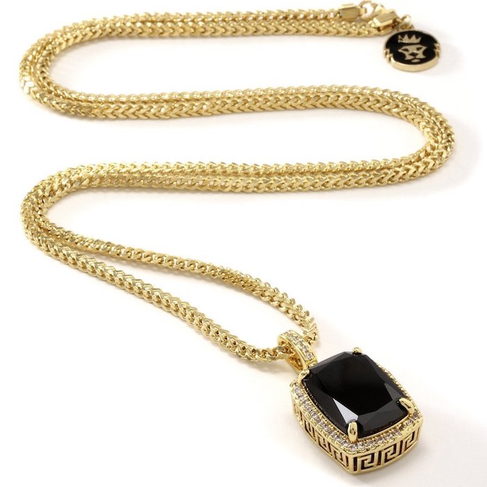 14K Gold Onyx Crown Necklace ネックレス オニキス