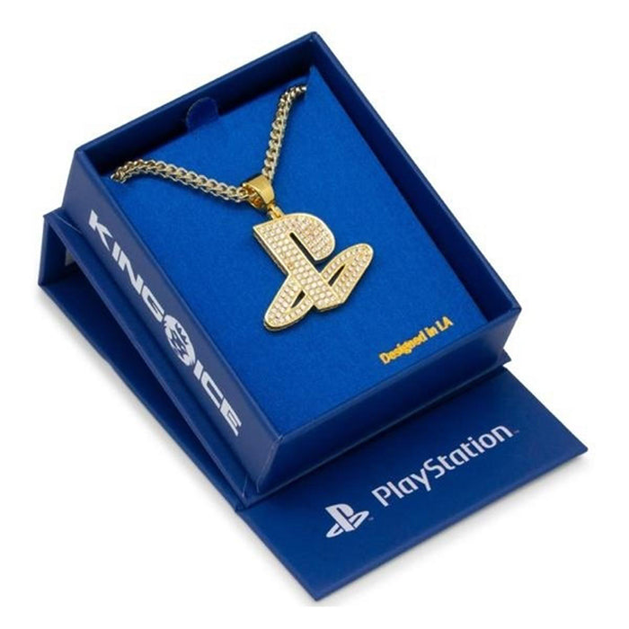 × PlayStation Iced Out Classic PS Logo Necklace 14K Gold Single Row プレイステーション ネックレス ゴールド プレステ 50cm チェーン