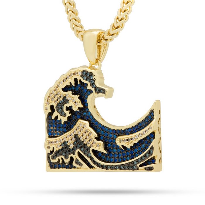 14K Gold Plated Great Wave Necklace ネックレス ゴールド 64cm チェーン 波 ウェーブ 真鍮 葛飾 北斎 浮世絵 Ukiyoe Hokusai Katsushika ネックレス