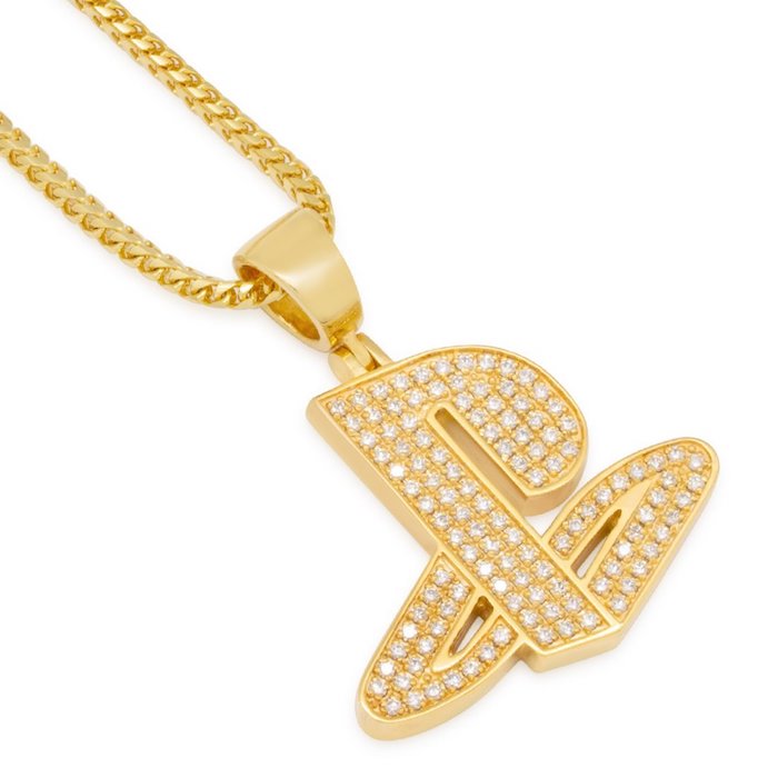 × PlayStation Iced Out Classic PS Logo Necklace 14K Gold Single Row プレイステーション ネックレス ゴールド プレステ 50cm チェーン