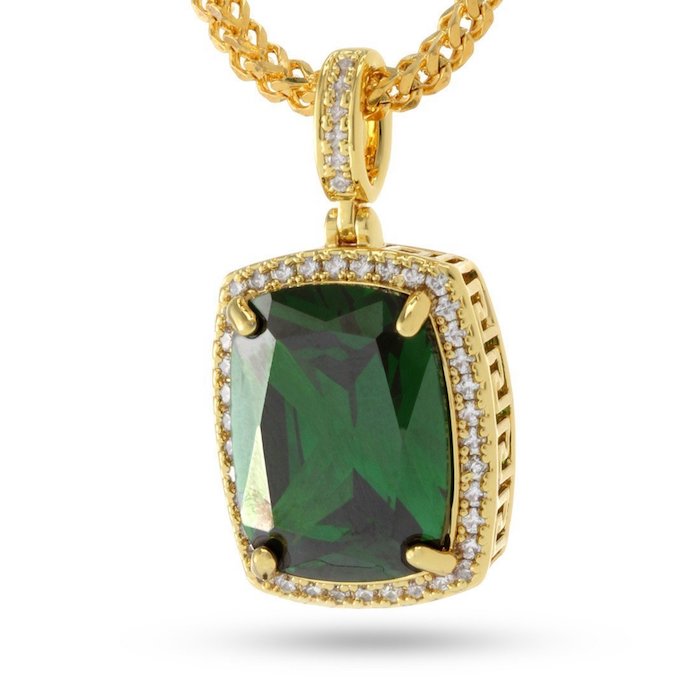 14K Gold Emerald ＆ Onyx Crown Necklace ネックレス エメラルド オニキス