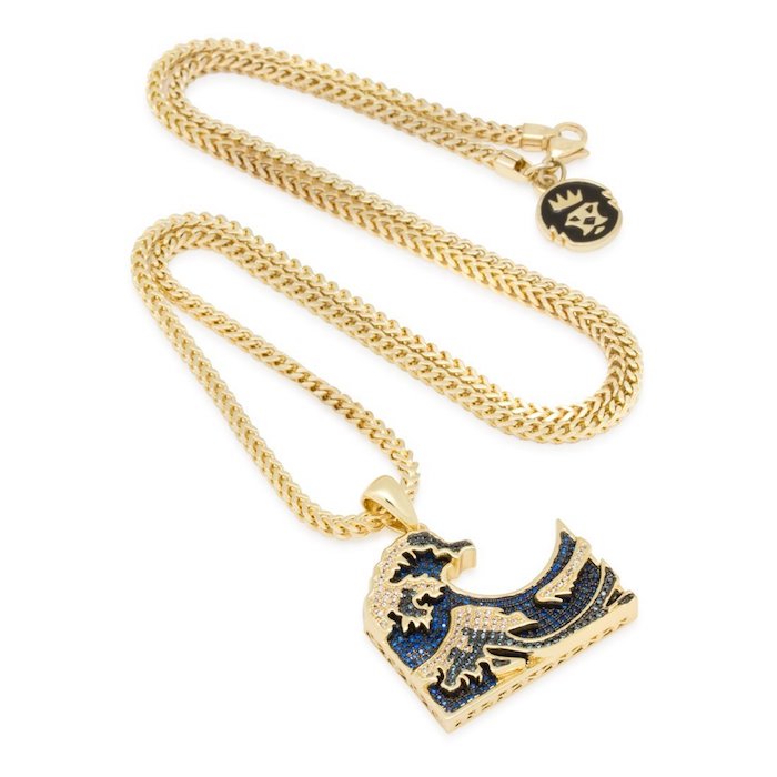 14K Gold Plated Great Wave Necklace ネックレス ゴールド 64cm チェーン 波 ウェーブ 真鍮 葛飾 北斎 浮世絵 Ukiyoe Hokusai Katsushika ネックレス