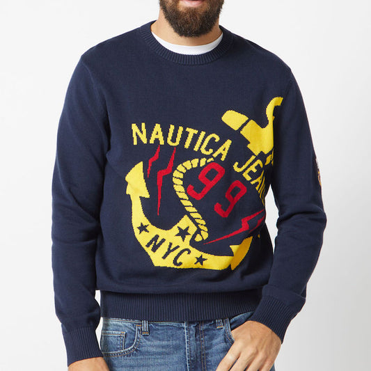 Anchor Crew Neck Knit Sweater アンカー クルーネック コットン ニット ノーチカ セーター