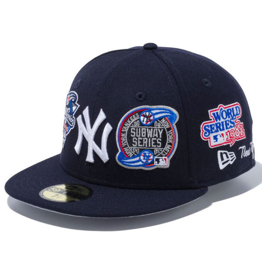 59Fifty NewYork Yankees Cap Navy White ネイビー ホワイト ニューヨーク ヤンキース 全面 刺繍 デザイン ワールド シリーズ キャップ 帽子 MLB 公式 Official