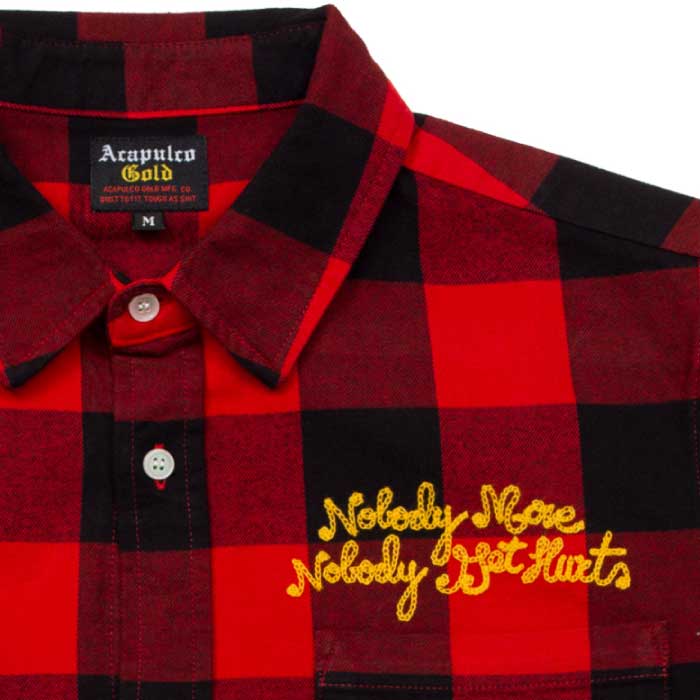 Checker Flannel L/S Button Down Shirt 長袖 チェッカー フランネル ボタン ダウン チェック シャツ Red レッド