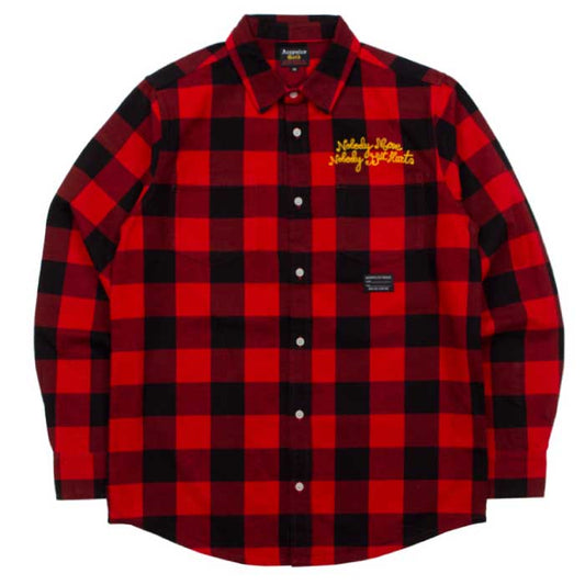Checker Flannel L/S Button Down Shirt 長袖 チェッカー フランネル ボタン ダウン チェック シャツ Red レッド