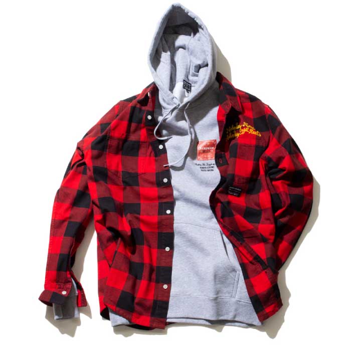 Checker Flannel L/S Button Down Shirt 長袖 チェッカー フランネル ボタン ダウン チェック シャツ Red レッド