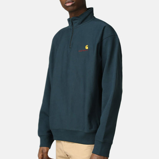 Half Zip American Script Sweat Shirt ハーフ ジップ アメリカン スクリプト ロゴ スウェット シャツ Deep Lagoon Green グリーン