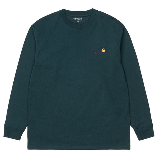 American Script L/S Tee 長袖 ロゴ Tシャツ Deep Lagoon Green グリーン