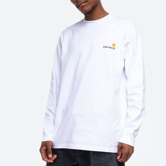 American Script L/S Tee 長袖 ロゴ Tシャツ White ホワイト