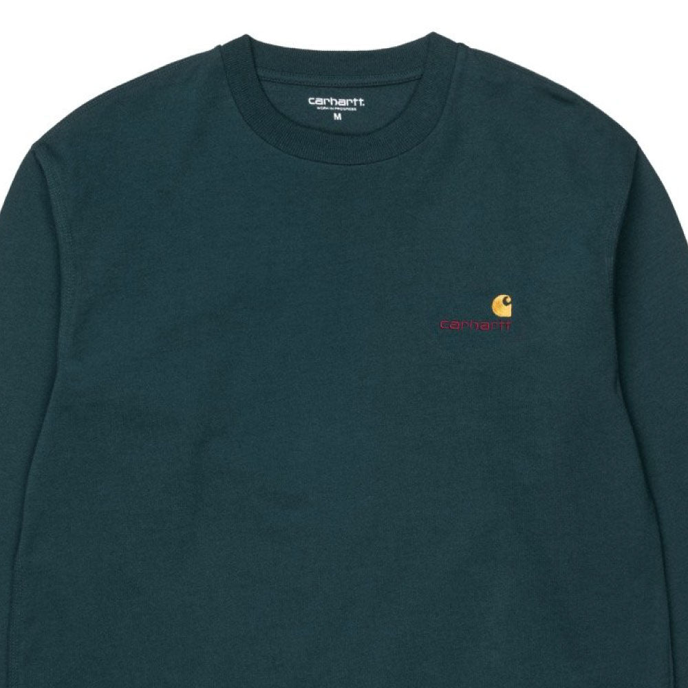 American Script L/S Tee 長袖 ロゴ Tシャツ Deep Lagoon Green グリーン