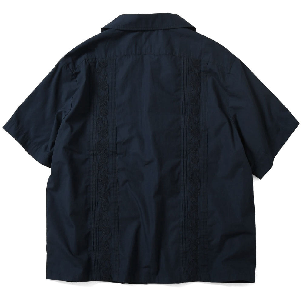 Rose Cuban S/S Shirt 半袖 キューバ シャツ embroidery 刺繍 ローズ Navy ネイビー