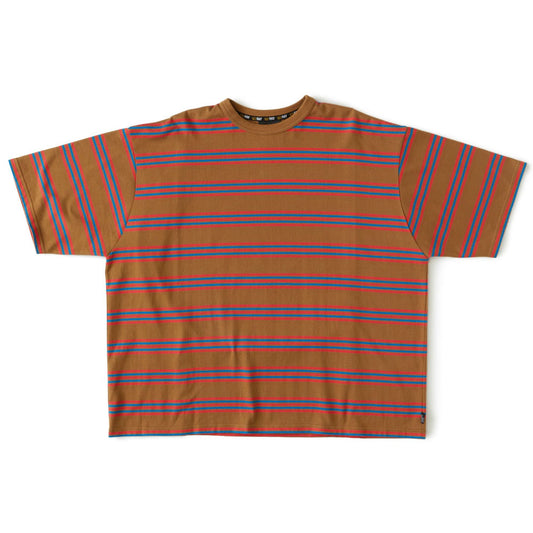 Bigba S/S Border Cut & Saw Tee カットソー 半袖 Tシャツ Camel Brown