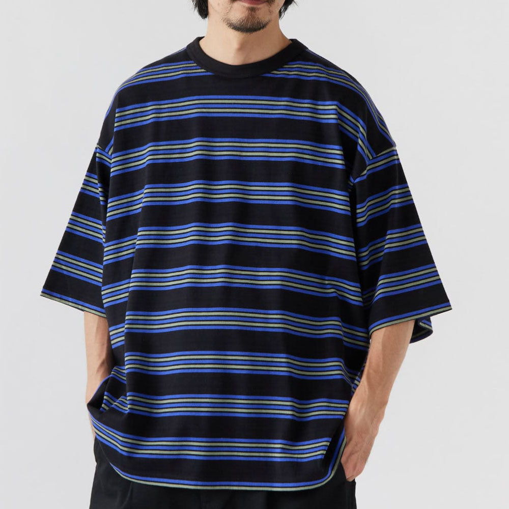 Bigba S/S Border Cut & Saw Tee カットソー 半袖 Tシャツ Black