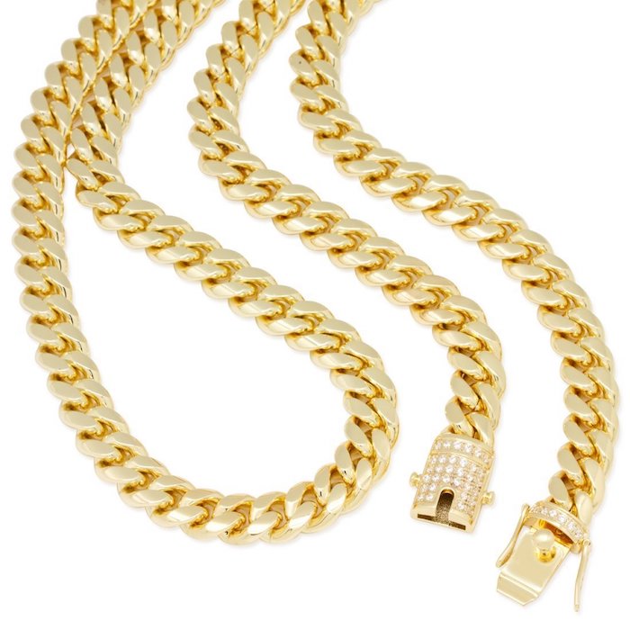 10mm Miami Cuban Curb Chain Necklace Stainless Steel 14K Gold plating ネックレス マイアミ キューバン ゴールド リンク チェーン