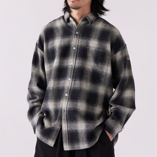 Bigshadow Flannel Check Shirt オンブレ チェック ネル ヘビー コットン フランネル Black