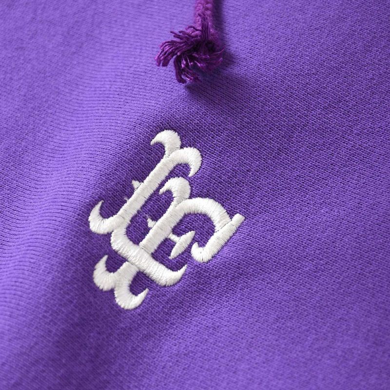Striped Rib Small LF Logo US Cotton Hooded Sweatshirt ストライプ リブ ロゴ プルオーバー パーカー スウェット Purple