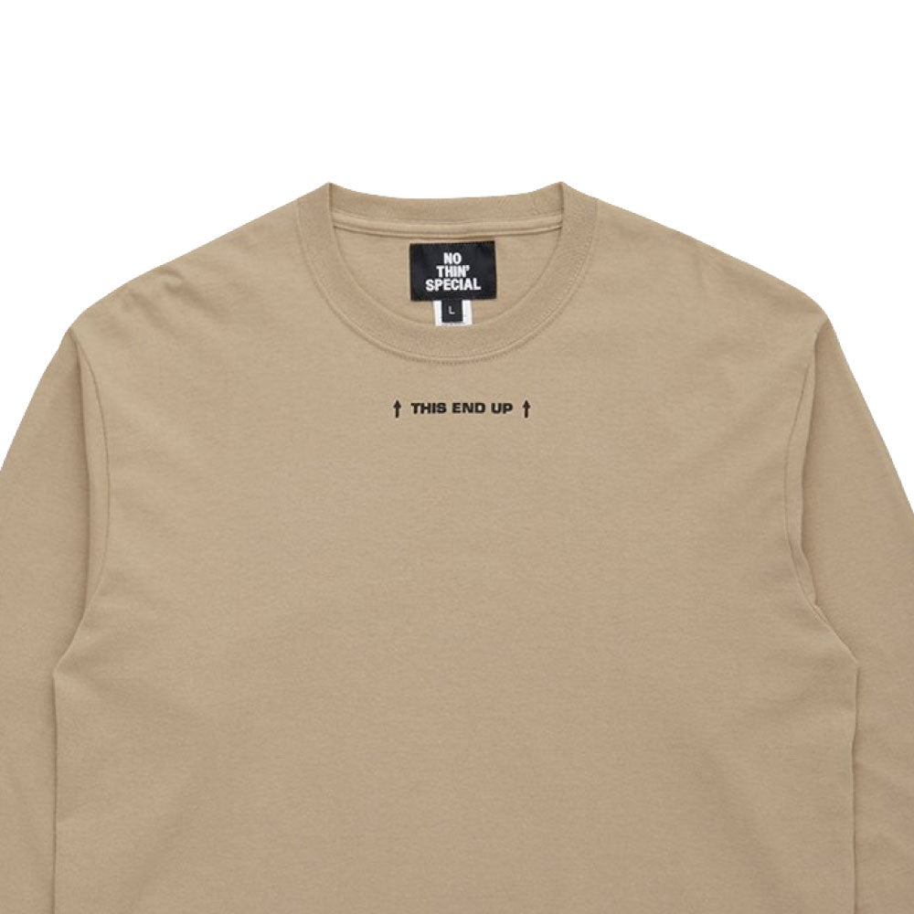 End Up L/S Tee 長袖 Tシャツ グラフィック Sand Beige