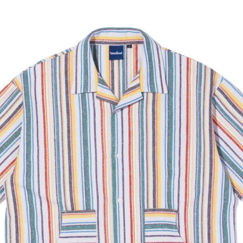 Summer Trippin S/S Stripe Shirt Natural ストライプ オープン カラー メキシカン 半袖 シャツ