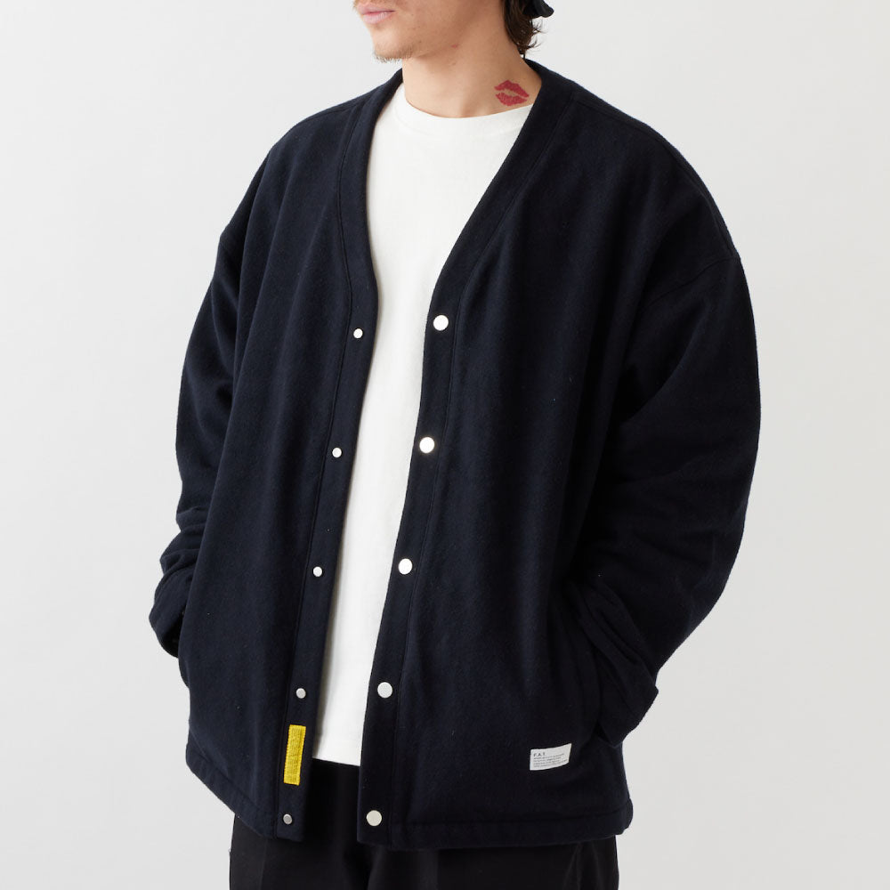 MELTIGAN Solid Cardigan BLK コットン メルトン スナップ カーディガン