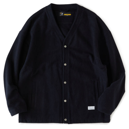 MELTIGAN Solid Cardigan BLK コットン メルトン スナップ カーディガン