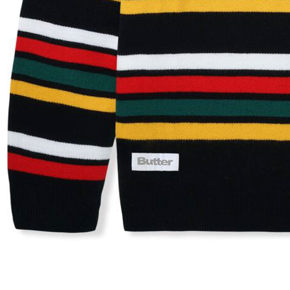 Stripe Knit Sweater BLK ストライプ ボーダー クルーネック ニット セーター