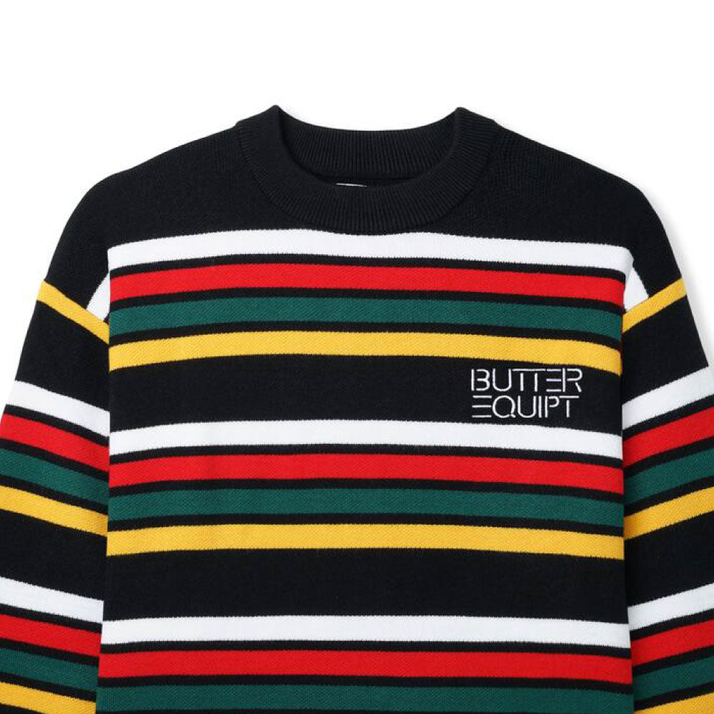 Stripe Knit Sweater BLK ストライプ ボーダー クルーネック ニット セーター