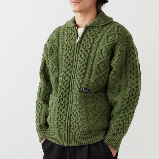 Fancouvor Cardigan OLV カウチン リラックス ケーブル ニット