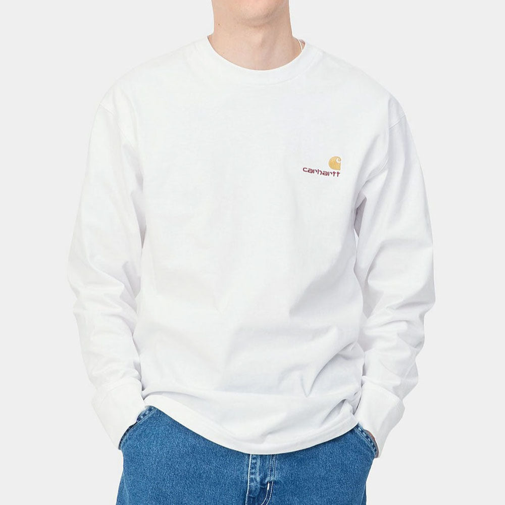 American Script L/S Tee 長袖 ロゴ Tシャツ White ホワイト