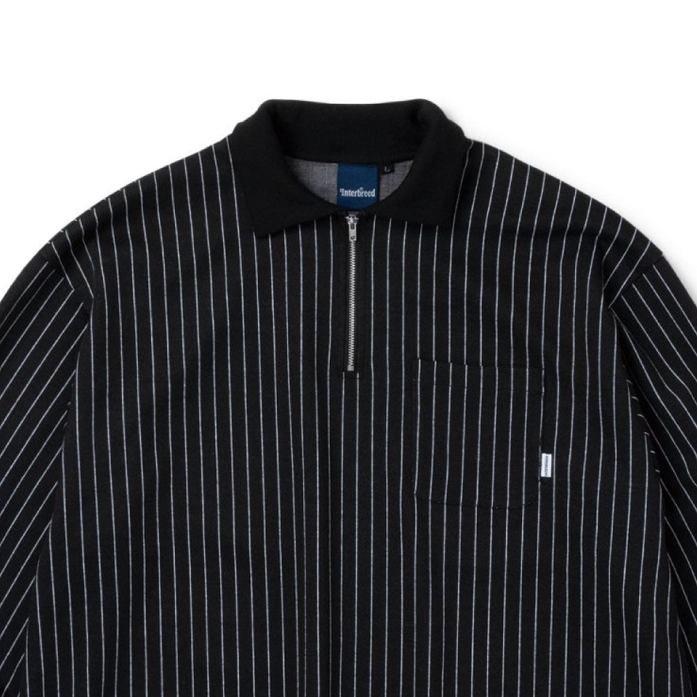 Patterned Half Zip L/S Polo Stripe ハーフ ジップ ストライプ ポロ シャツ