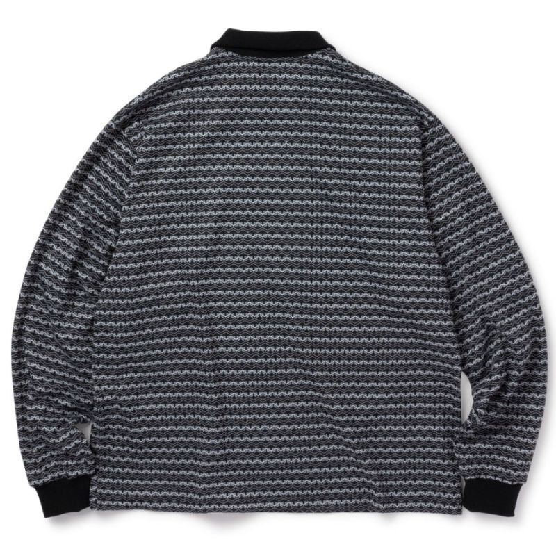 Patterned Half Zip L/S Polo Shirts Oldie Border ハーフ ジップ ポロ シャツ