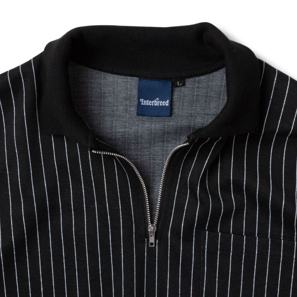 Patterned Half Zip L/S Polo Stripe ハーフ ジップ ストライプ ポロ シャツ