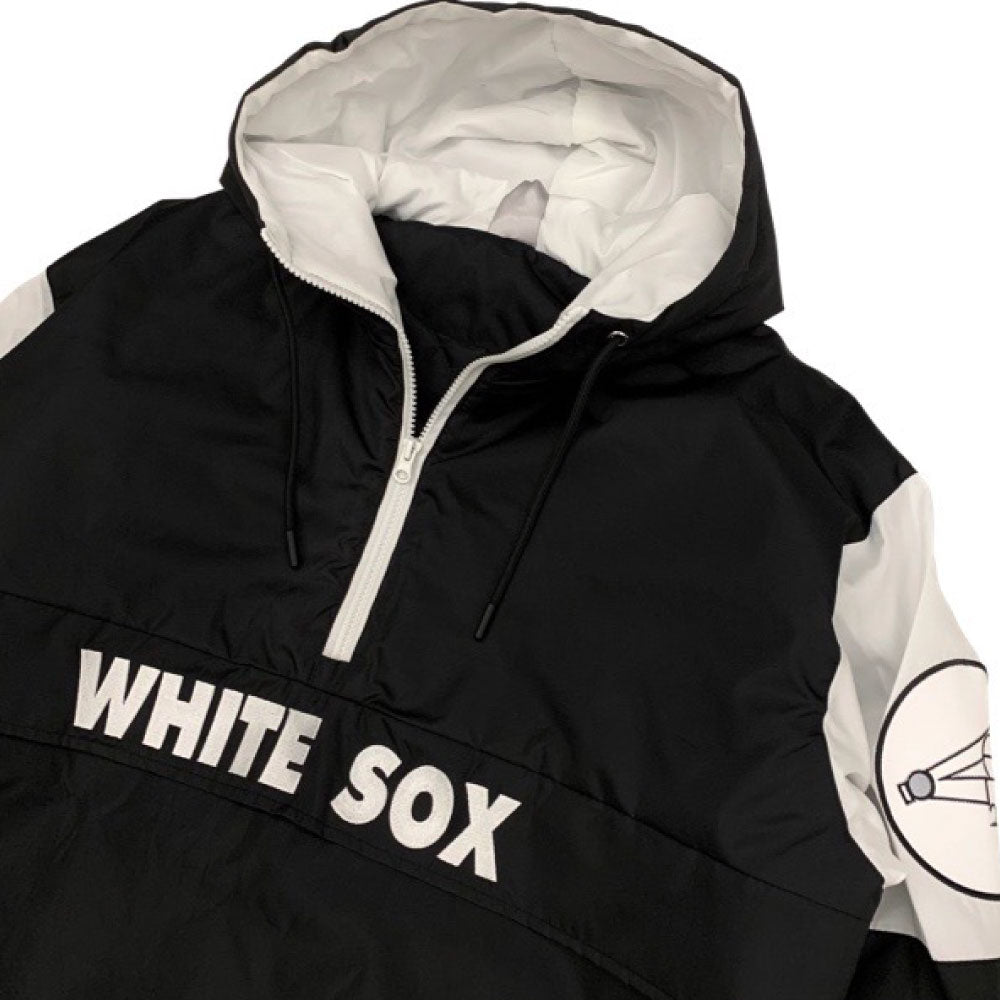 X Chicago White Sox Pullover Nylon Hooded Jacket シカゴ ホワイト ソックス ハーフジップ ナイロン プルオーバー ジャケット MLB 公式 Official