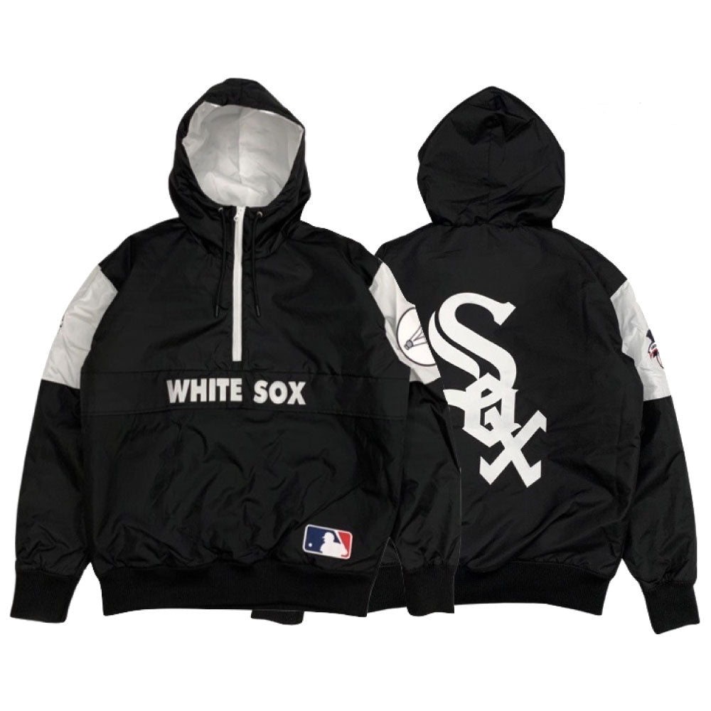 X Chicago White Sox Pullover Nylon Hooded Jacket シカゴ ホワイト ソックス ハーフジップ ナイロン プルオーバー ジャケット MLB 公式 Official