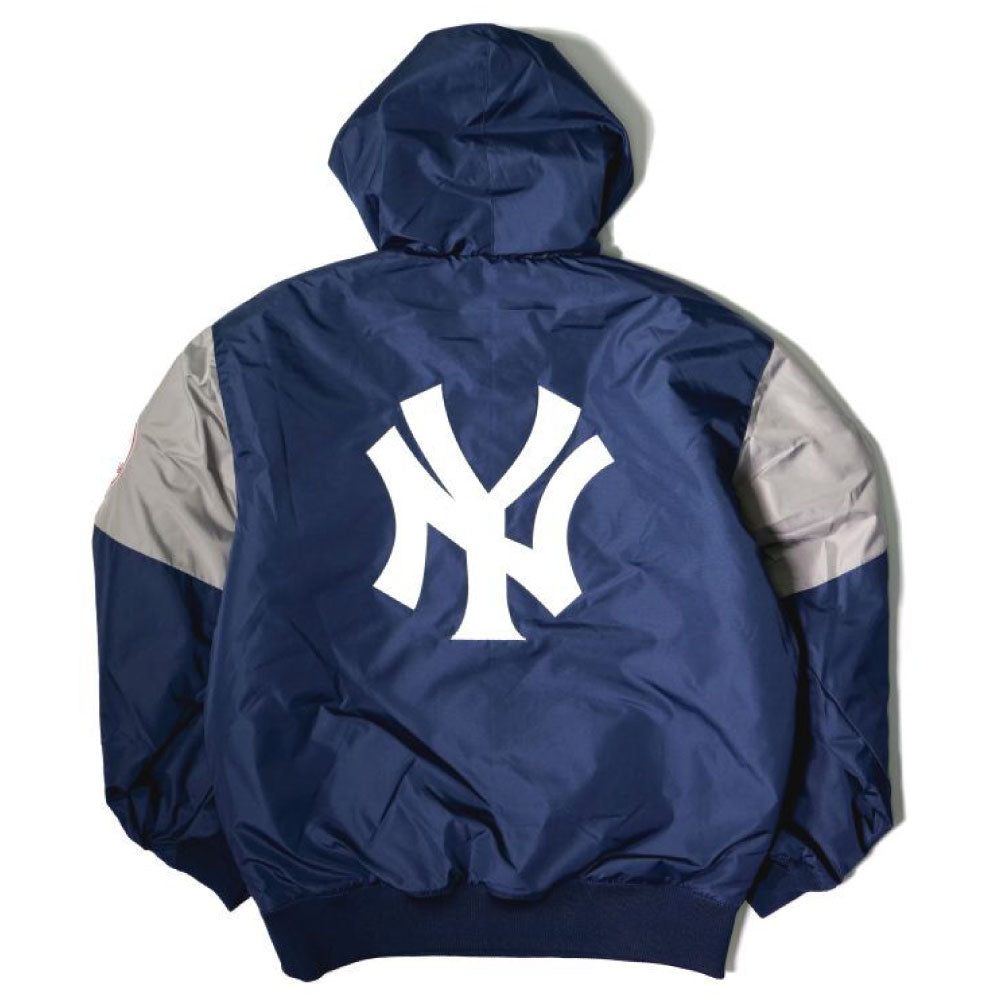 X New York Yankees Pullover Nylon Hooded Jacket ニューヨーク ヤンキース ハーフジップ ナイロン プルオーバー ジャケット MLB 公式 Official