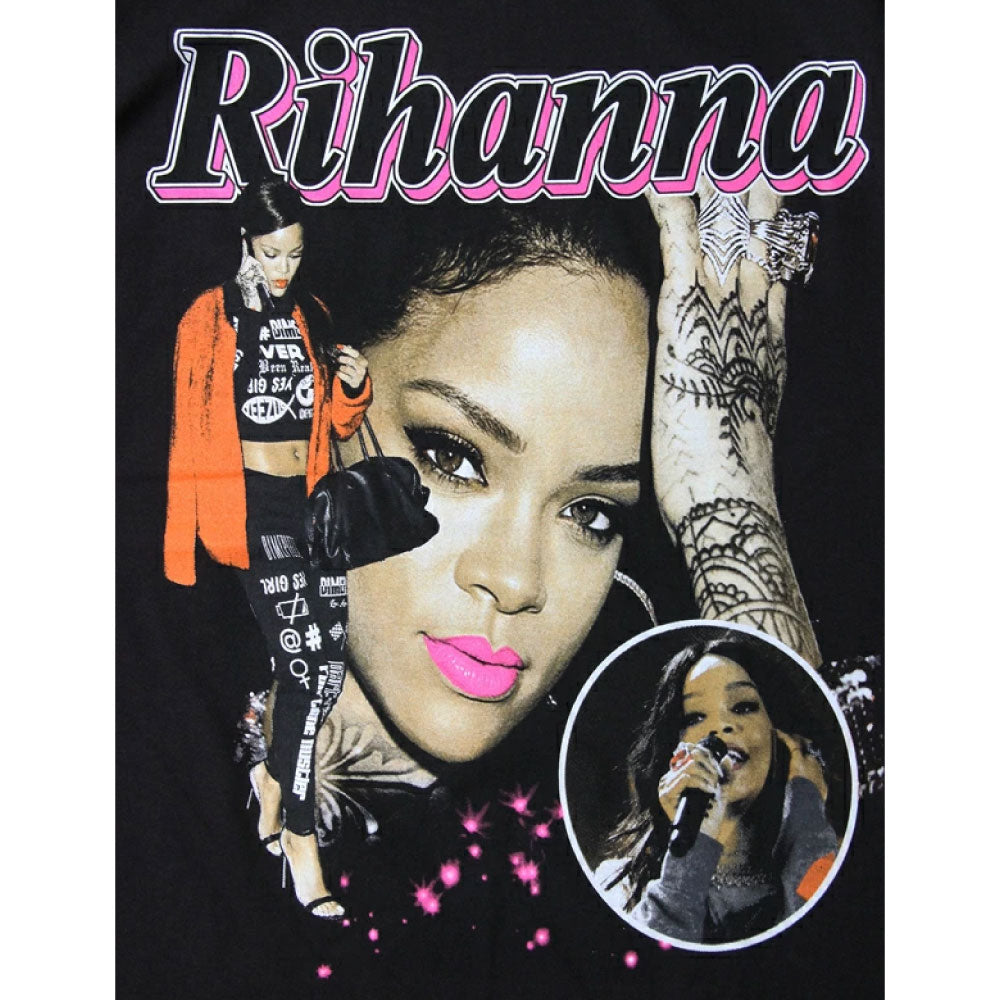 Music S/S Tee Rihanna Black オフィシャル リアーナ フォト Tシャツ Official