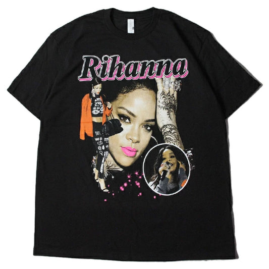 Music S/S Tee Rihanna Black オフィシャル リアーナ フォト Tシャツ Official