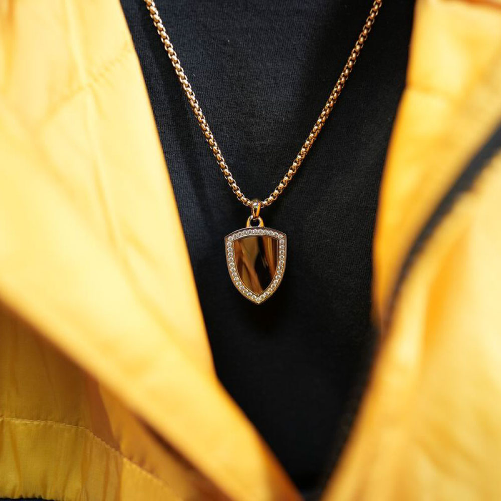 Tiger Eye Shield Necklace タイガー アイ チェーン ネックレス