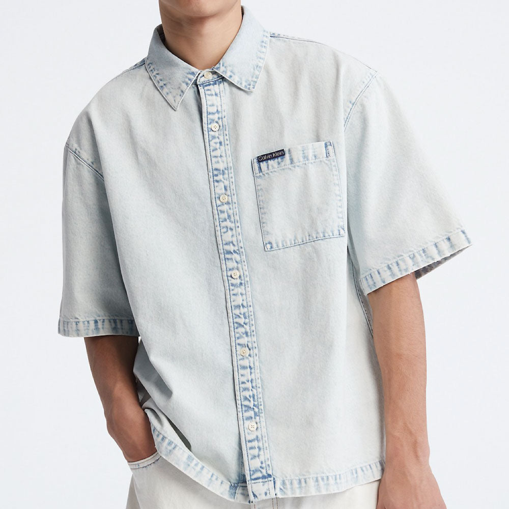 Oversized S/S Voyager Camp Button Down Shirt オーバーサイズ デニム キャンプ シャツ