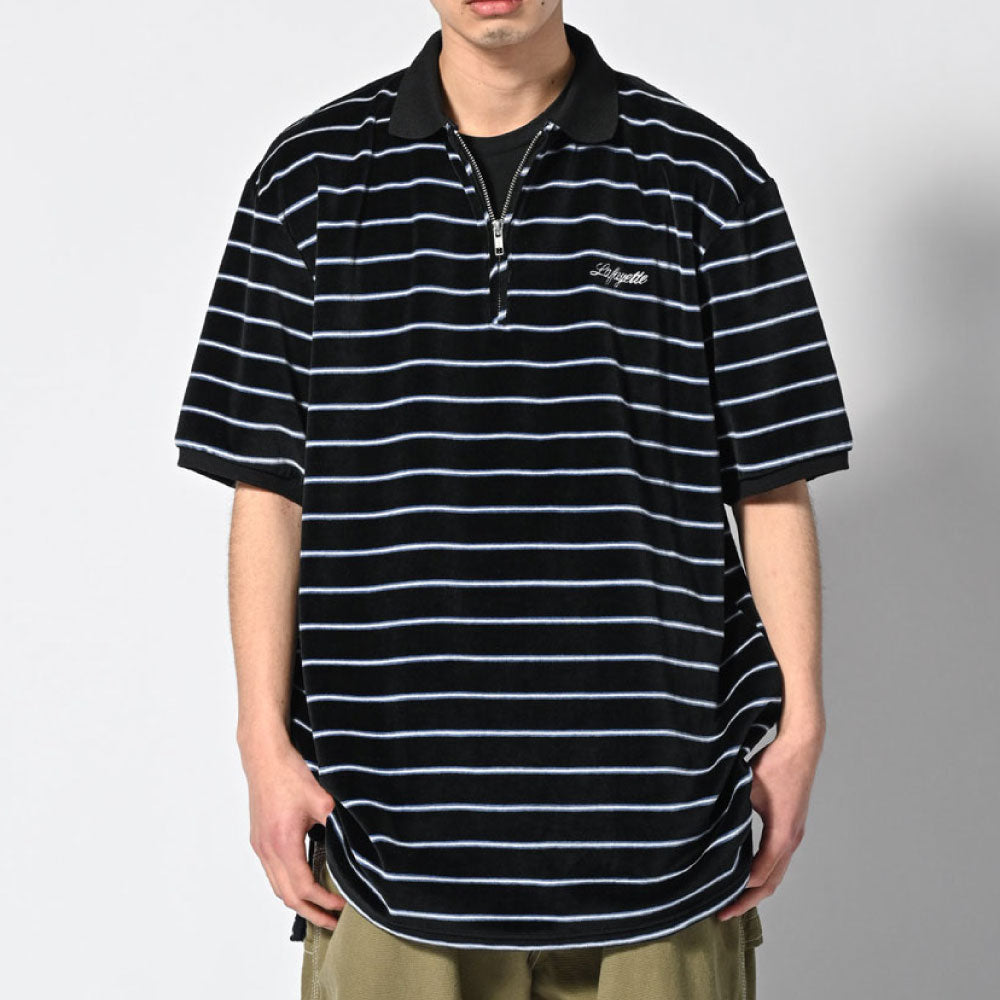 Half Zip Velour S/S Big Shirt 半袖 ハーフ ボーダー ジップ ポロ シャツ