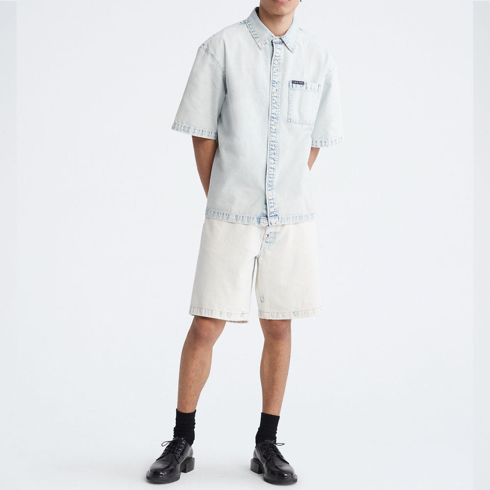 Oversized S/S Voyager Camp Button Down Shirt オーバーサイズ デニム キャンプ シャツ