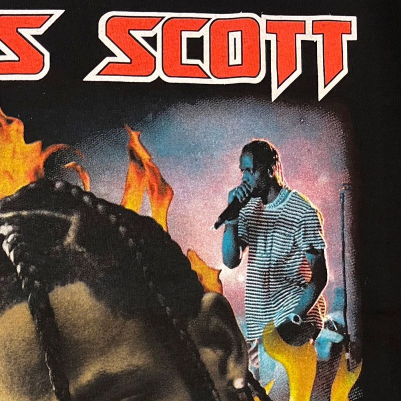 Music S/S Official Rap Tee Travis Scott Laflame Photo Black オフィシャル トラビススコット ラフレーム フォト 半袖 Tシャツ