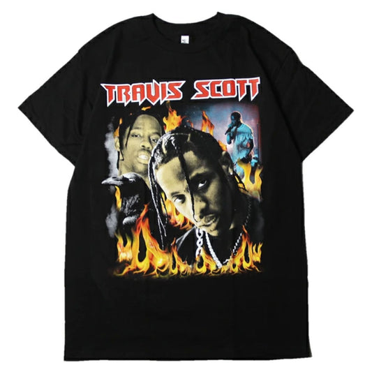 Music S/S Official Rap Tee Travis Scott Laflame Photo Black オフィシャル トラビススコット ラフレーム フォト 半袖 Tシャツ