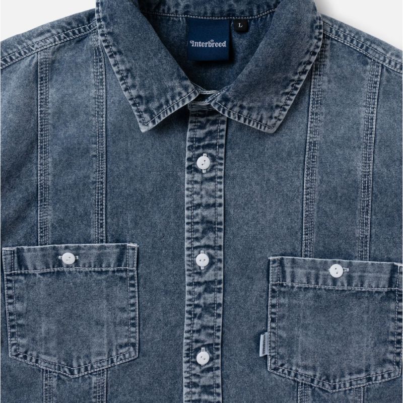 Washed Denim Island Shirt 半袖 デニム キューバ シャツ