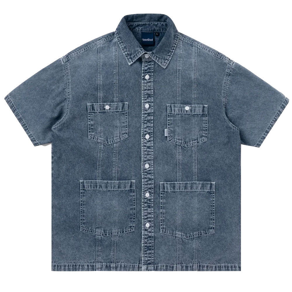 Washed Denim Island Shirt 半袖 デニム キューバ シャツ