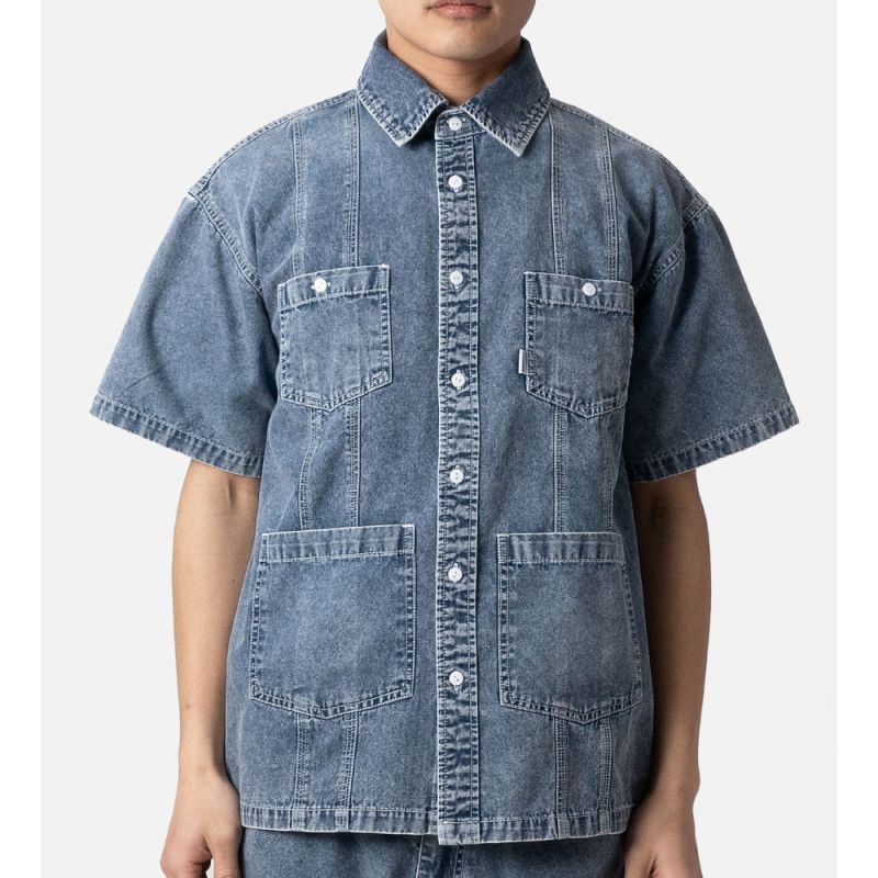 Washed Denim Island Shirt 半袖 デニム キューバ シャツ