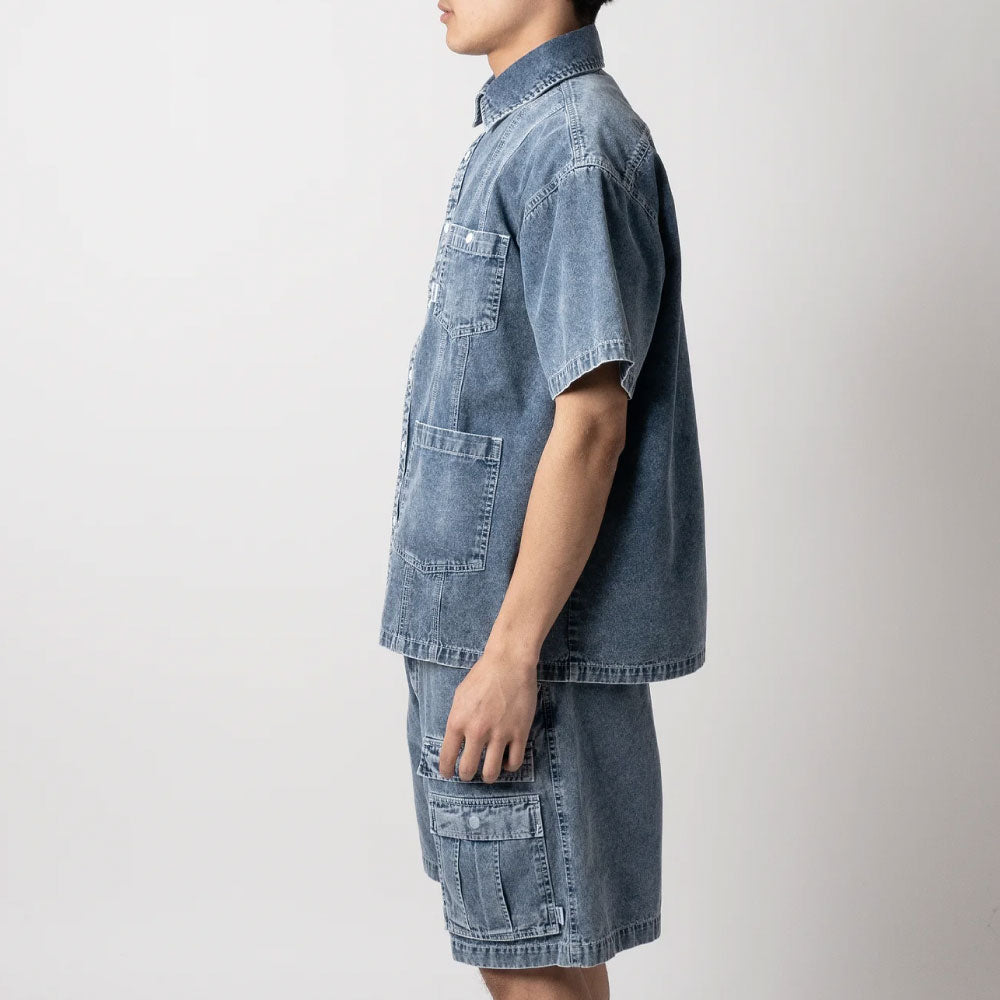 Washed Denim Island Shirt 半袖 デニム キューバ シャツ